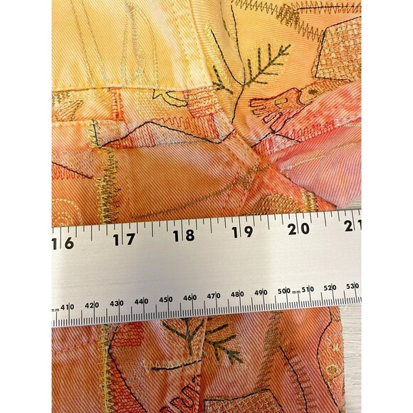 Chico's Fall Tribal Boho Patchwork Embroidered Denim Jean Jacket Art-to-Wear 1M - Picture 5 of 10